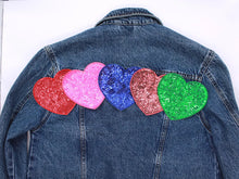 Load image into Gallery viewer, Red Sequin Love Heart Applique Patch