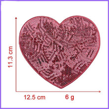 Load image into Gallery viewer, Red Sequin Love Heart Applique Patch