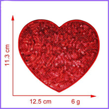 Load image into Gallery viewer, Red Sequin Love Heart Applique Patch
