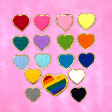 Load image into Gallery viewer, Colorful Heart Chenille Glitter Patch, Heart Patch, Gold Glitter Patch, Iron On Patch