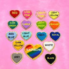 Load image into Gallery viewer, Colorful Heart Chenille Glitter Patch, Heart Patch, Gold Glitter Patch, Iron On Patch