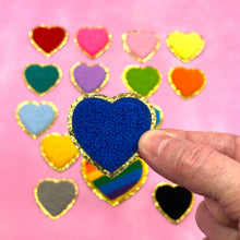 Load image into Gallery viewer, Colorful Heart Chenille Glitter Patch, Heart Patch, Gold Glitter Patch, Iron On Patch