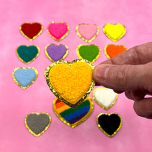 Load image into Gallery viewer, Colorful Heart Chenille Glitter Patch, Heart Patch, Gold Glitter Patch, Iron On Patch