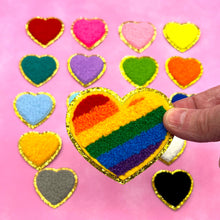 Load image into Gallery viewer, Colorful Heart Chenille Glitter Patch, Heart Patch, Gold Glitter Patch, Iron On Patch