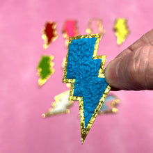 Load image into Gallery viewer, Colorful Lightning Bolt Chenille Glitter Patch