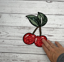 Load image into Gallery viewer, Large Red Cherry Sequin and Embroidered Applique Patch