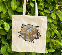 Load image into Gallery viewer, Tote with Large Robotic Dinosaur 12 or 5 oz Shopping Bag