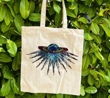 Load image into Gallery viewer, Tote with Planet Moon UFO Sequin 12 or 5 oz Shopping Bag