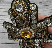 Load image into Gallery viewer, Cross Embellished with Rhinestones and Crystals Applique Patch