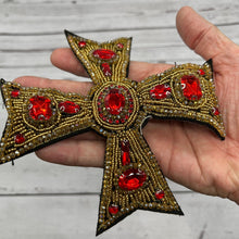 Load image into Gallery viewer, Cross Embellished with Rhinestones and Crystals Applique Patch