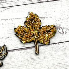 Load image into Gallery viewer, Sequin and Beads Embroidered Leaf Applique Patch