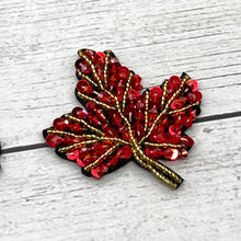 Load image into Gallery viewer, Sequin and Beads Embroidered Leaf Applique Patch