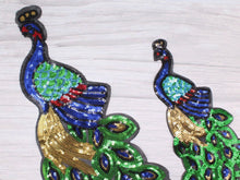 Load image into Gallery viewer, Large or Small Green Sequin Peacock Bird Applique Patch