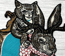 Load image into Gallery viewer, Cat Riding A Rabbit Applique Patch