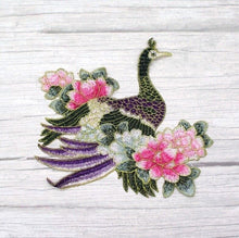 Load image into Gallery viewer, Large Bright  Embroidered and Lace Peacock Applique  Patch