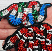 Load image into Gallery viewer, Embroidered and Beaded  Snake Iron on Applique Patch