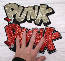 Load image into Gallery viewer, Gold PUNK With Lipstick Sequin Applique Patch