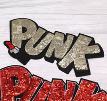 Load image into Gallery viewer, Gold PUNK With Lipstick Sequin Applique Patch