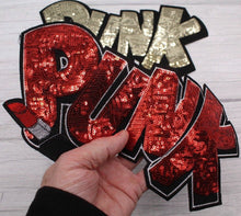 Load image into Gallery viewer, Gold PUNK With Lipstick Sequin Applique Patch