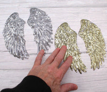 Load image into Gallery viewer, 1 Pair of small sequin angel wings patch 7" x 3'