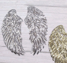 Load image into Gallery viewer, 1 Pair of small sequin angel wings patch 7" x 3'