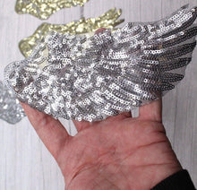Load image into Gallery viewer, 1 Pair of small sequin angel wings patch 7" x 3'