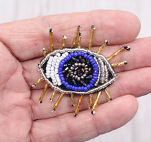 Load image into Gallery viewer, Handmade Beaded Blue Evil Eye Appliqué Patch