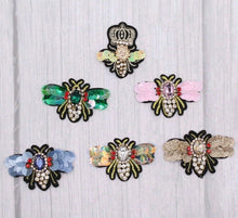 Load image into Gallery viewer, Handmade 3d Crystal Sequin Embellished Bee Patch Applique