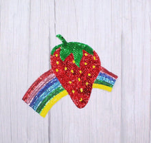Load image into Gallery viewer, Large Sequin Strawberry and Rainbow  Applique Patch