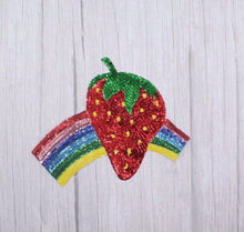 Load image into Gallery viewer, Large Sequin Strawberry and Rainbow  Applique Patch