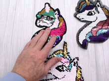 Load image into Gallery viewer, Sequin Brush Reversible Sequin Unicorn Applique Patch