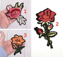 Load image into Gallery viewer, Embroidered Rose Flower Appliqué Patches