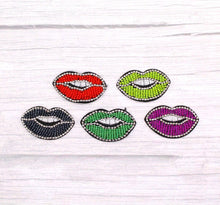 Load image into Gallery viewer, Beaded and Rhinestone Lips Applique Patch