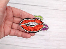 Load image into Gallery viewer, Beaded and Rhinestone Lips Applique Patch