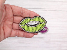 Load image into Gallery viewer, Beaded and Rhinestone Lips Applique Patch
