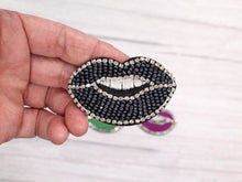 Load image into Gallery viewer, Beaded and Rhinestone Lips Applique Patch