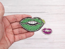 Load image into Gallery viewer, Beaded and Rhinestone Lips Applique Patch