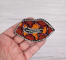 Load image into Gallery viewer, Beaded and Rhinestone Lips Applique Patch