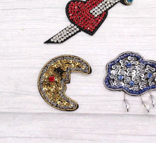 Load image into Gallery viewer, Beaded Dagger patch, Pineapple Patch, Cloud Patch, Moon Patch, Want Patches Applique Patch