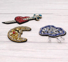 Load image into Gallery viewer, Beaded Dagger patch, Pineapple Patch, Cloud Patch, Moon Patch, Want Patches Applique Patch