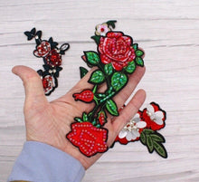 Load image into Gallery viewer, Beaded Rose Flower Appliqué Patches