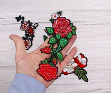 Load image into Gallery viewer, Beaded Rose Flower Appliqué Patches