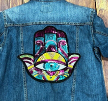 Load image into Gallery viewer, Khamsa Hamsa Hand of Fatima Sequin Eye Applique Patch