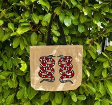 Load image into Gallery viewer, Tote with 2 Embroidered Snakes 12 or 5 oz Shopping Bag