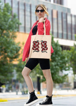 Load image into Gallery viewer, Tote with 2 Embroidered Snakes 12 or 5 oz Shopping Bag