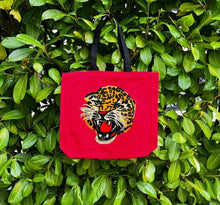 Load image into Gallery viewer, Tote with Embroidered Tiger Head 12 or 5 oz Shopping Bag