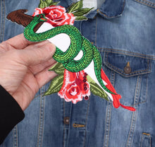 Load image into Gallery viewer, Large  Embroidered  Snake Iron on Applique Patch