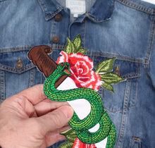 Load image into Gallery viewer, Large  Embroidered  Snake Iron on Applique Patch