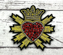 Load image into Gallery viewer, Crystal Rhinestone and Embroidered Love Heart Crown Applique Patch