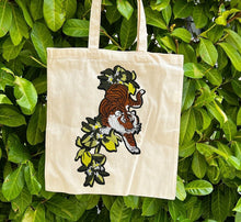 Load image into Gallery viewer, Tote with Bengal Tiger and Flowers 12 or 5 oz Shopping Bag
